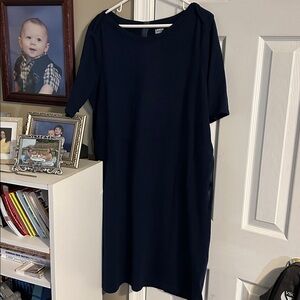 Lands' End Solid Navy Dress